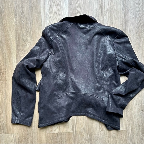 Blank NYC Black Faux Leather Jacket | Lightweight Open Front | Size L - Picture 7 of 8